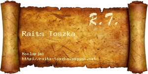 Raits Toszka névjegykártya